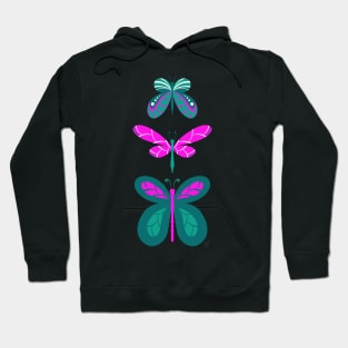 Butterflies Pink Turquoise Hoodie